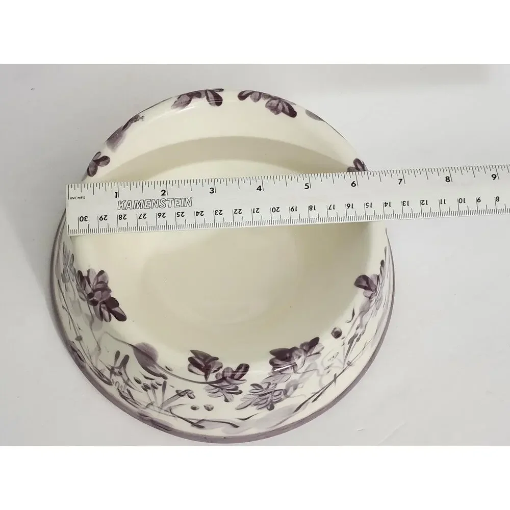 Vintage Waterfield Studio Ceramic Pet Dog Cat Bowl Purple Hand Painted